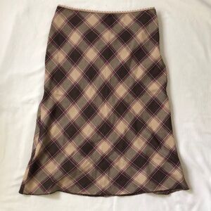 Vintage XOXO Brown/Pink Plaid Skirt